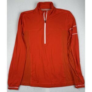 Lululemon Performance Long‎ Sleeve Shirt Mens L Orange 1/4 Zip Hi visibility
